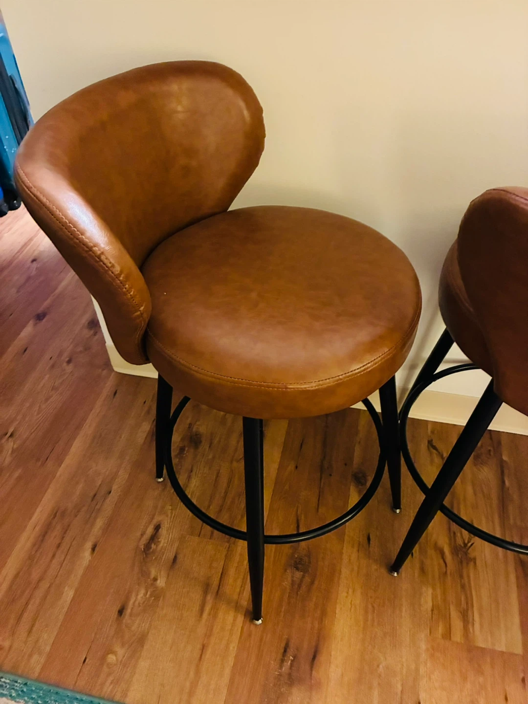 Brown Faux Leather Bar Stools (Set of 2) - photo 4