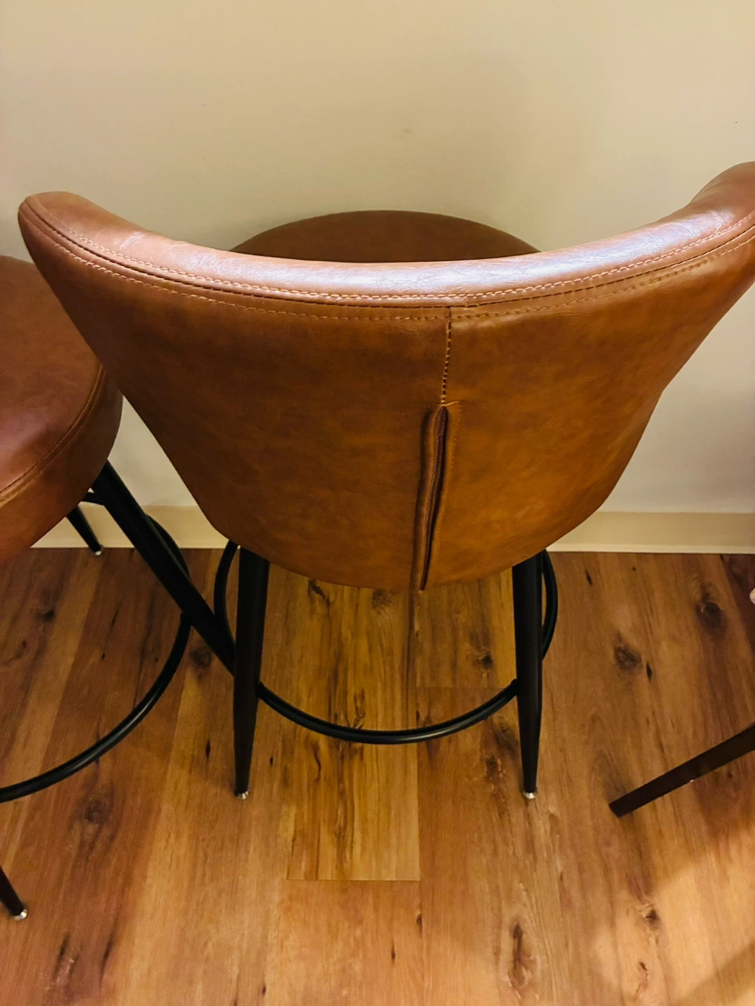 Brown Faux Leather Bar Stools (Set of 2)
