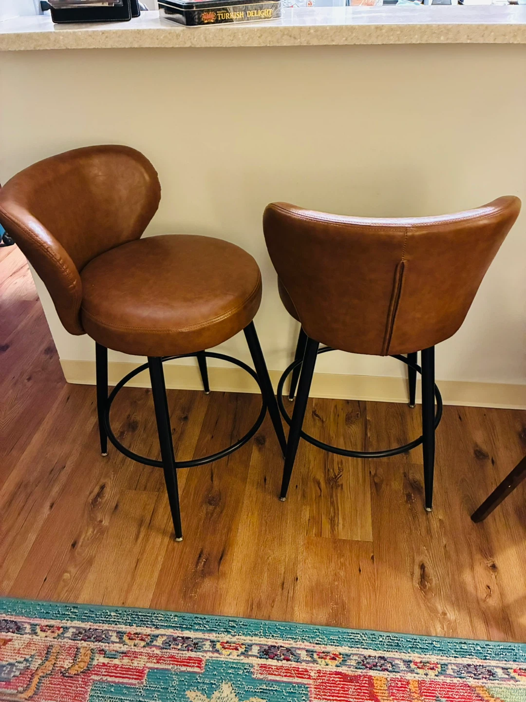 Brown Faux Leather Bar Stools (Set of 2) - photo 3