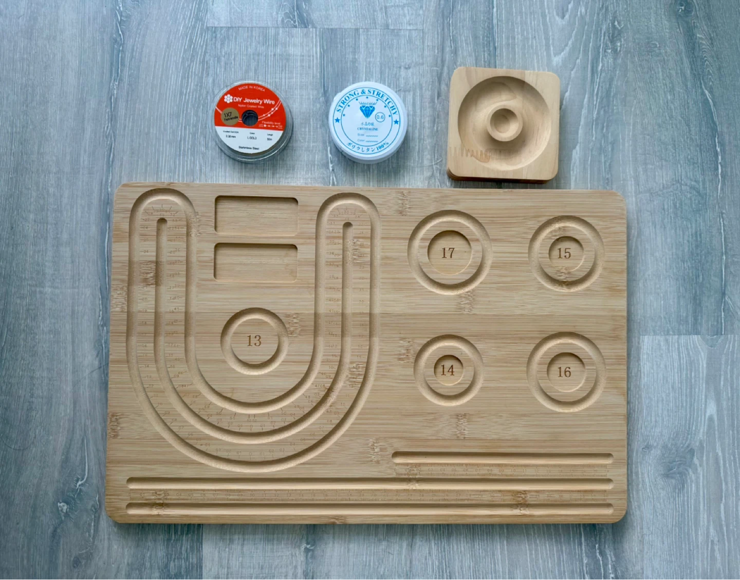 Bamboo Jewelry Making Board with DIY Wire and Stretch Cord