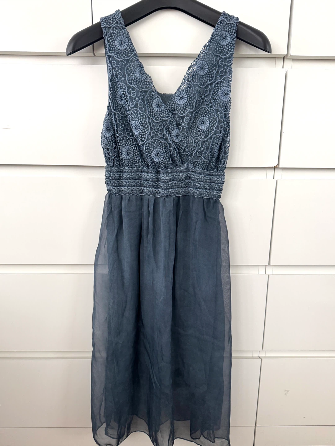 Sleeveless Lace Top Dress - Blue