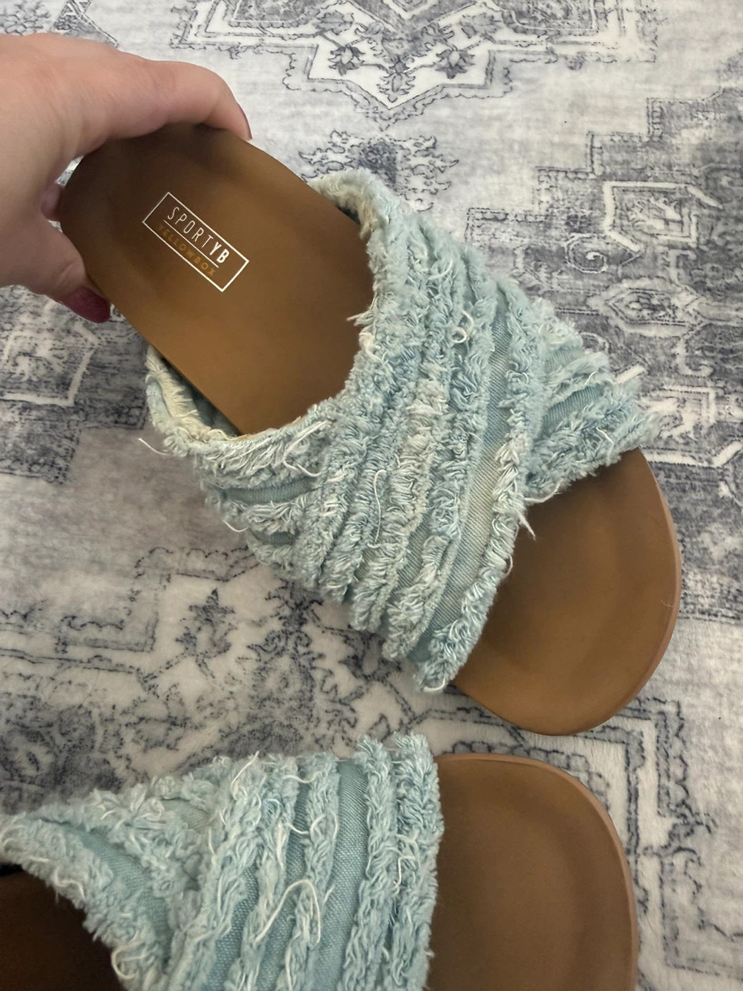 SportyB Yellow Box Denim Slides - photo 4