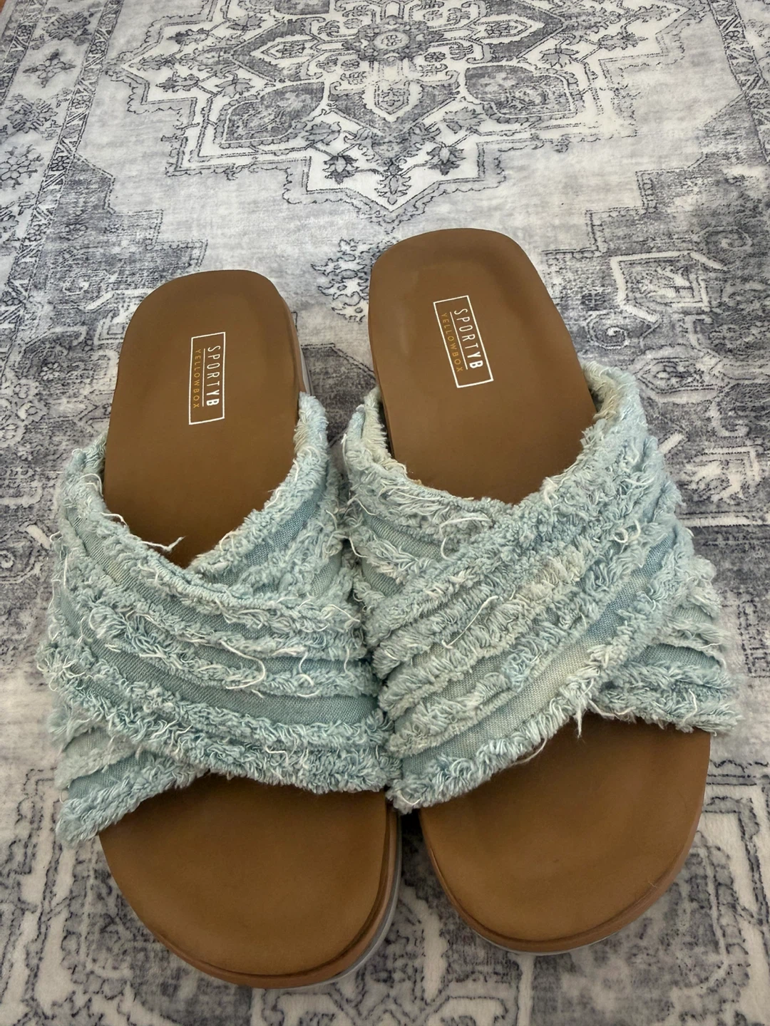 SportyB Yellow Box Denim Slides
