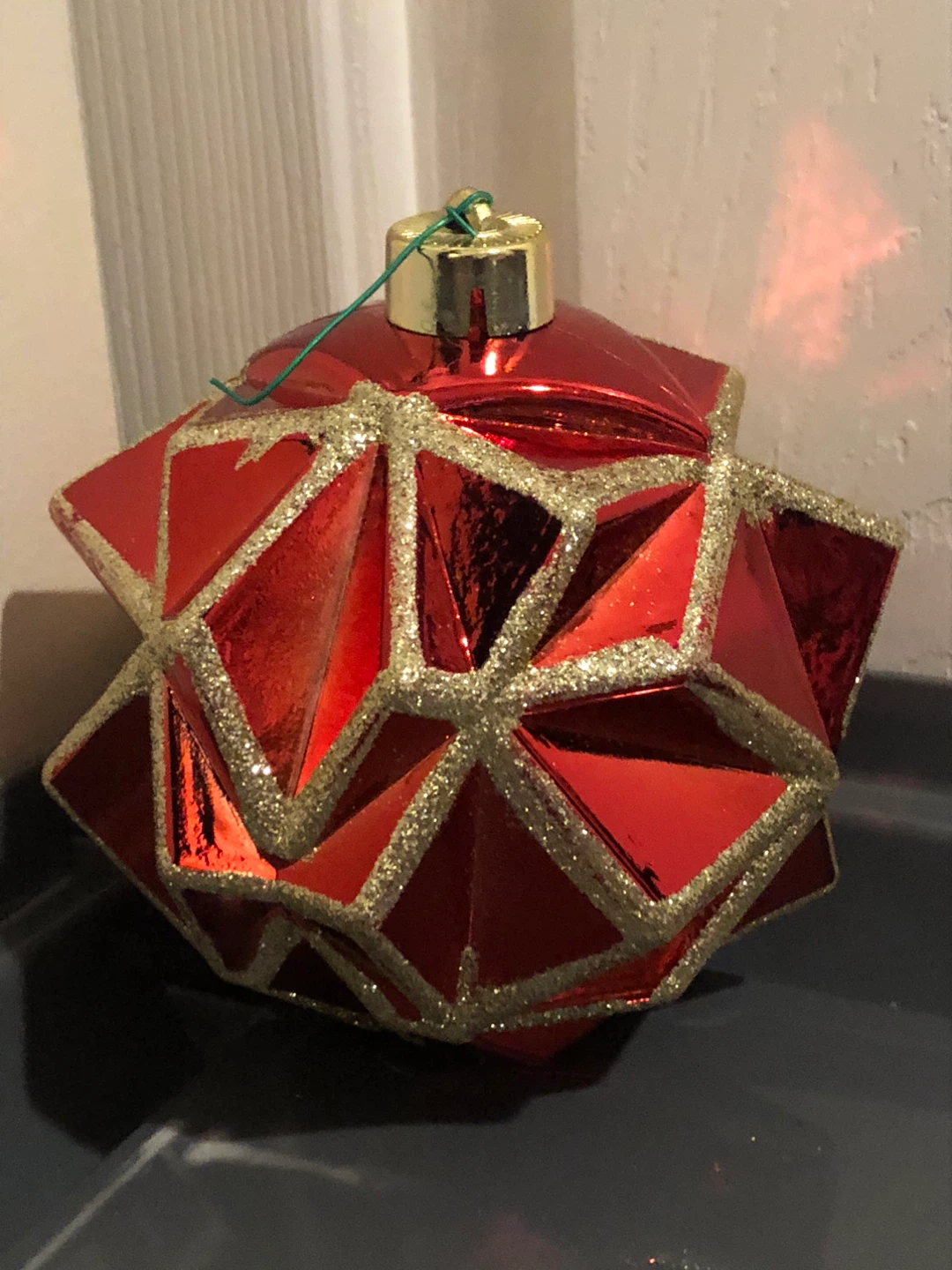 LARGE Red Geometric Christmas Ornament ⚽️