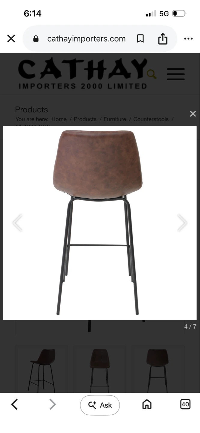 New Cathay Importers Brown Faux Leather Bar Stool - photo 4