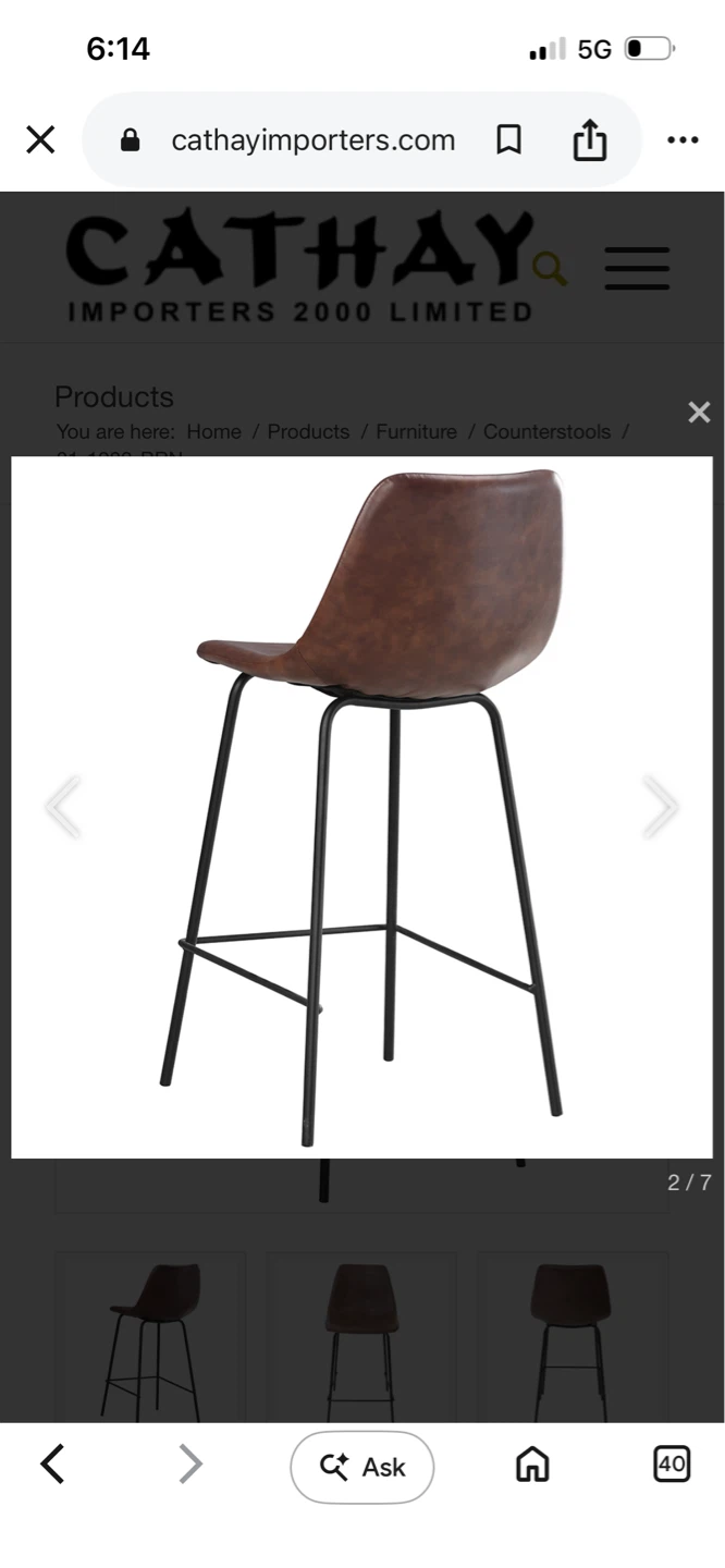 New Cathay Importers Brown Faux Leather Bar Stool - photo 2