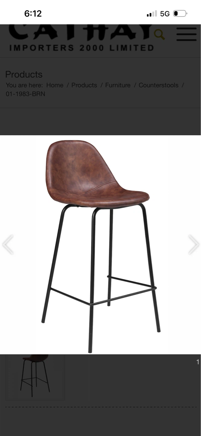 New Cathay Importers Brown Faux Leather Bar Stool