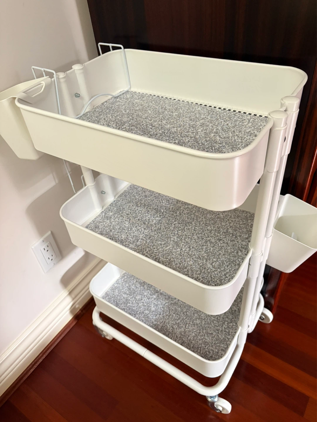 White 3-Tier Rolling Cart with Side Baskets - photo 2