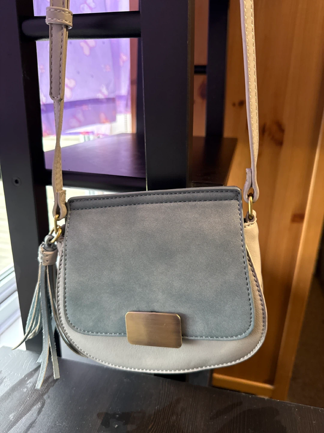 Blue and Cream Crossbody Purse