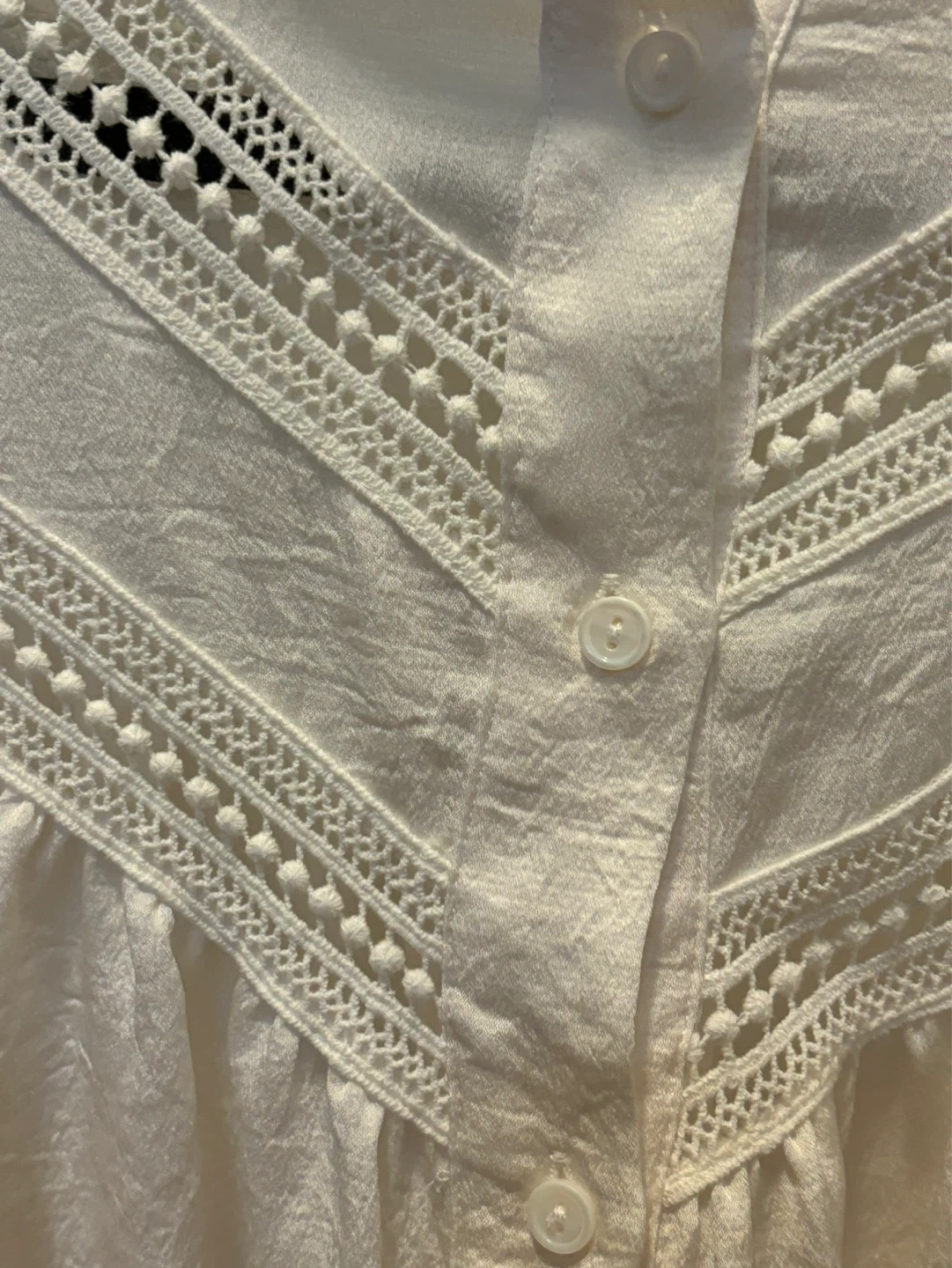 ZARA White Lace Trim Boho Blouse with Balloon Sleeves - Size S - photo 4