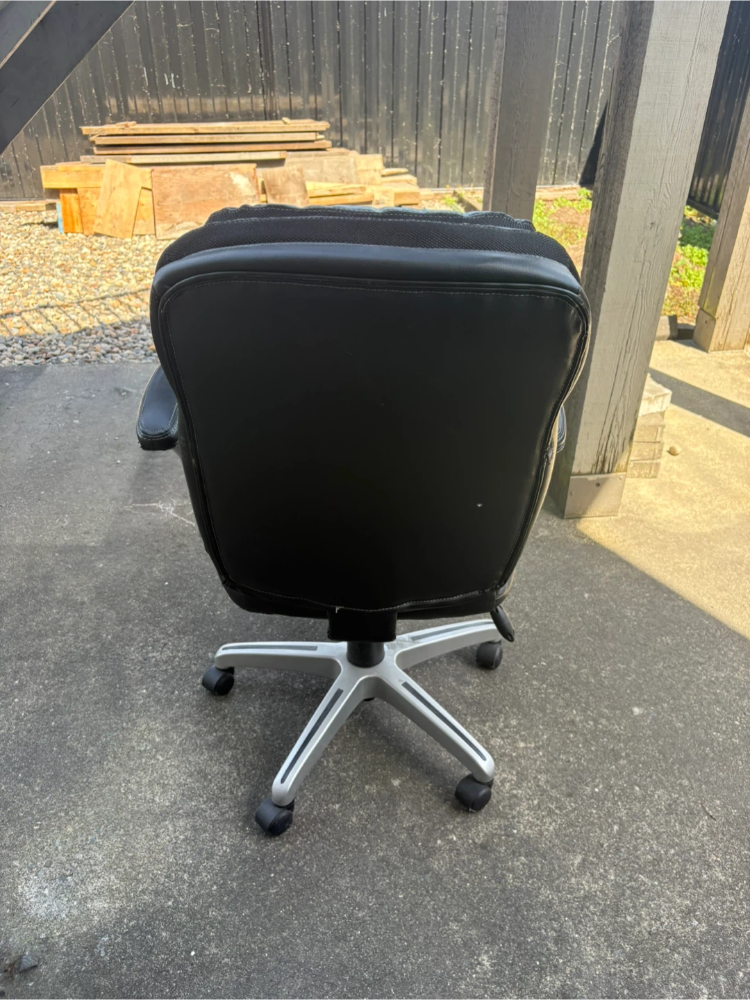 Black Faux Leather Office Chair - photo 2