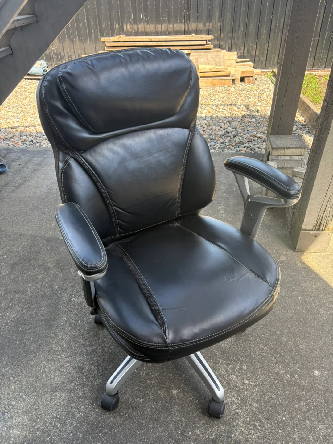 Black Faux Leather Office Chair - photo 3