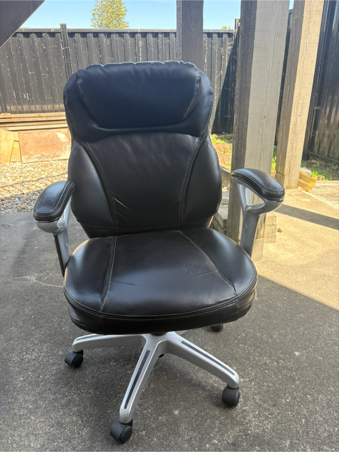 Black Faux Leather Office Chair - photo 5
