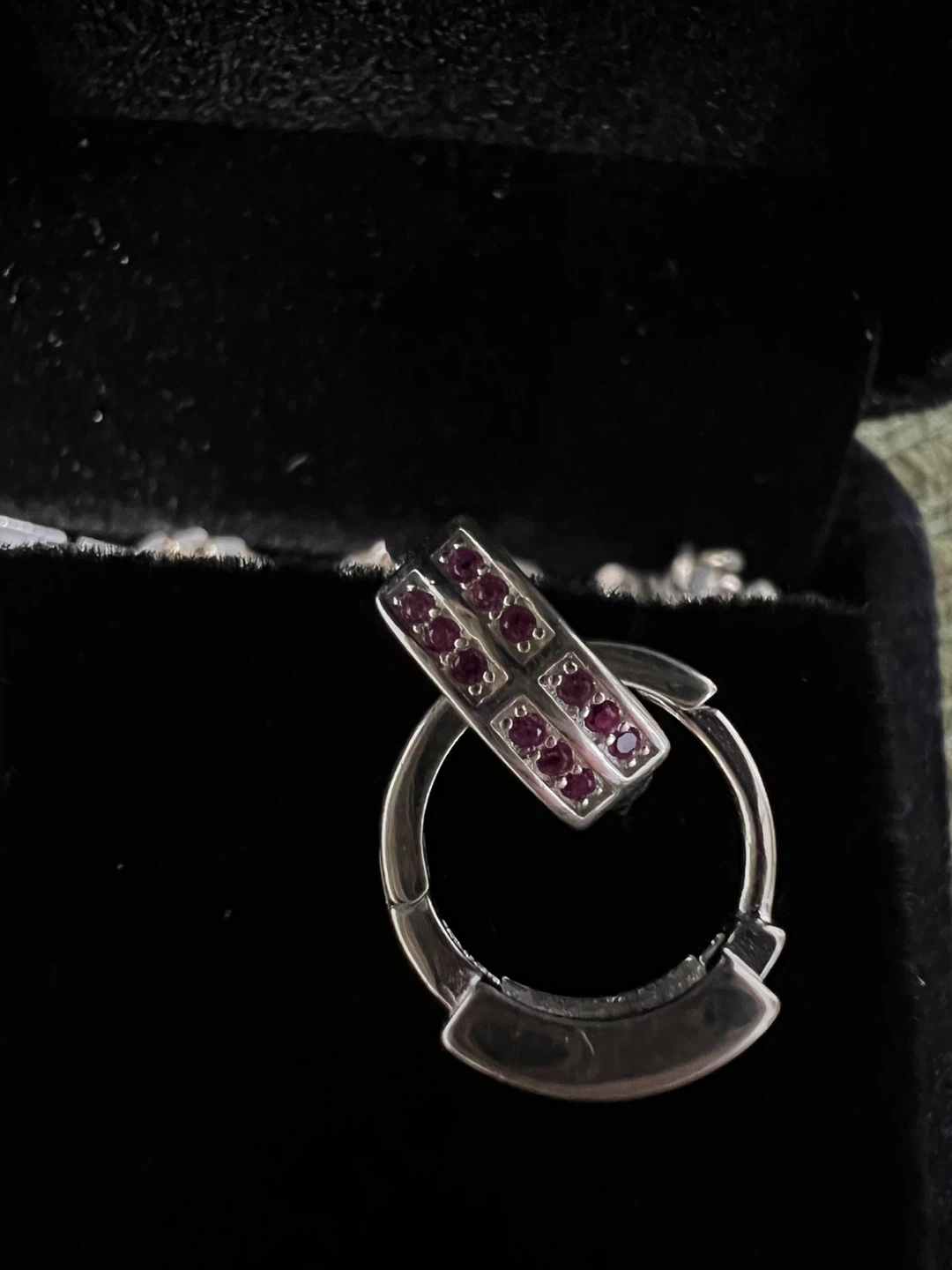 Silver Hoop Earrings with Rhinestones - photo 3