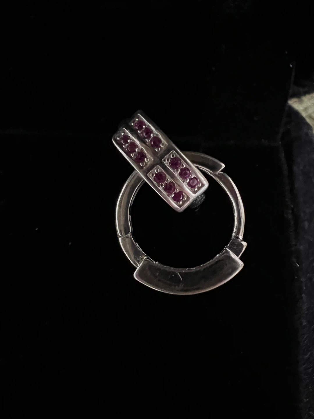 Silver Hoop Earrings with Rhinestones - photo 4