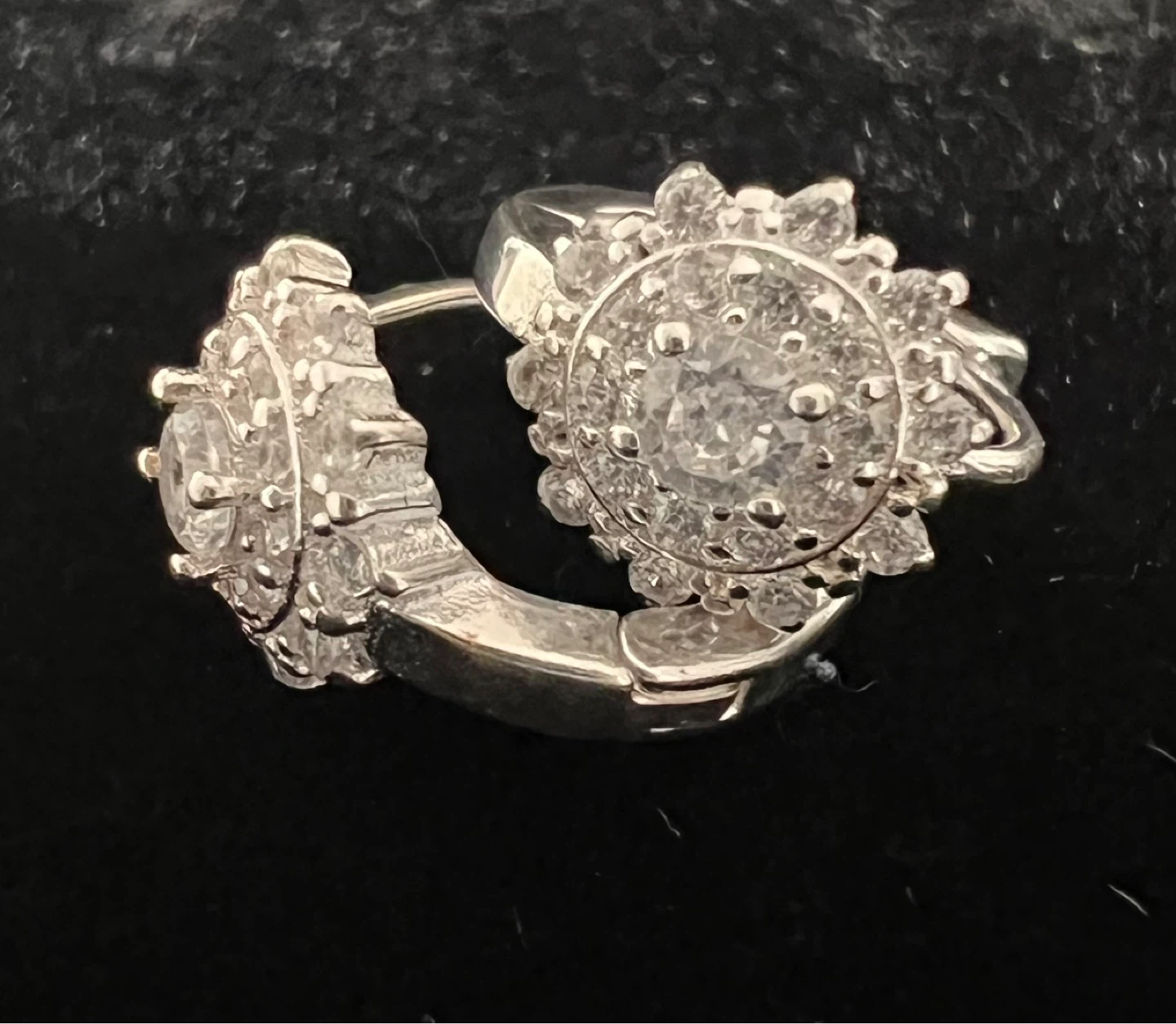 Silver Hoop Earrings with Rhinestones