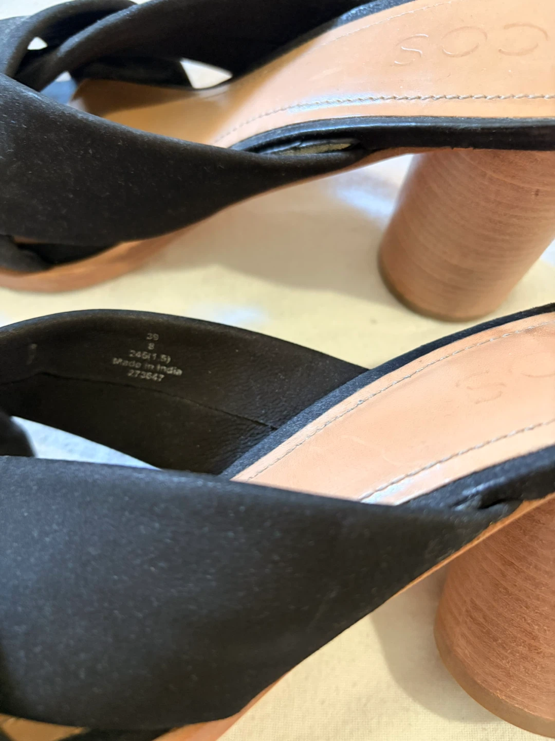 COS Black Twist Strap Block Heel Mules Size 39 - photo 3