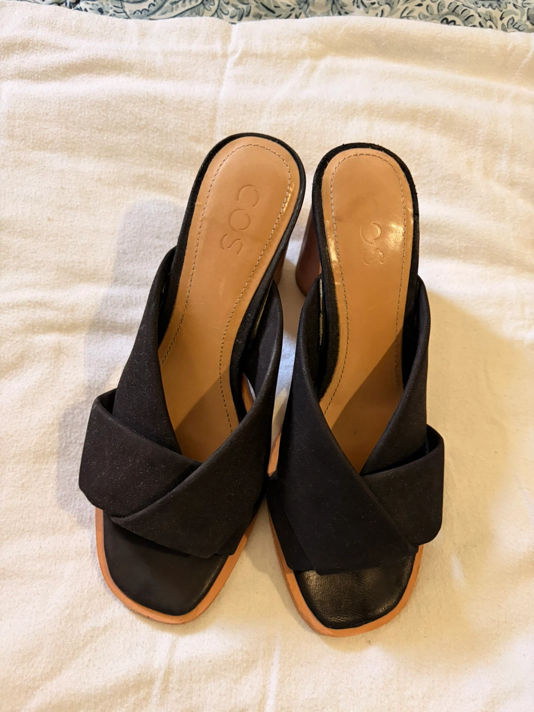 COS Black Twist Strap Block Heel Mules Size 39 - photo 2