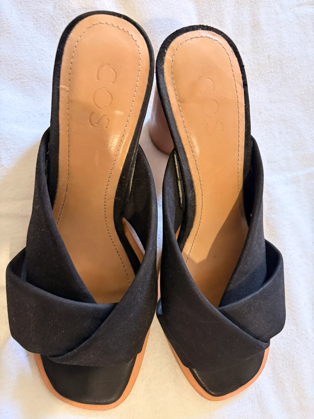 COS Black Twist Strap Block Heel Mules Size 39 - photo 4