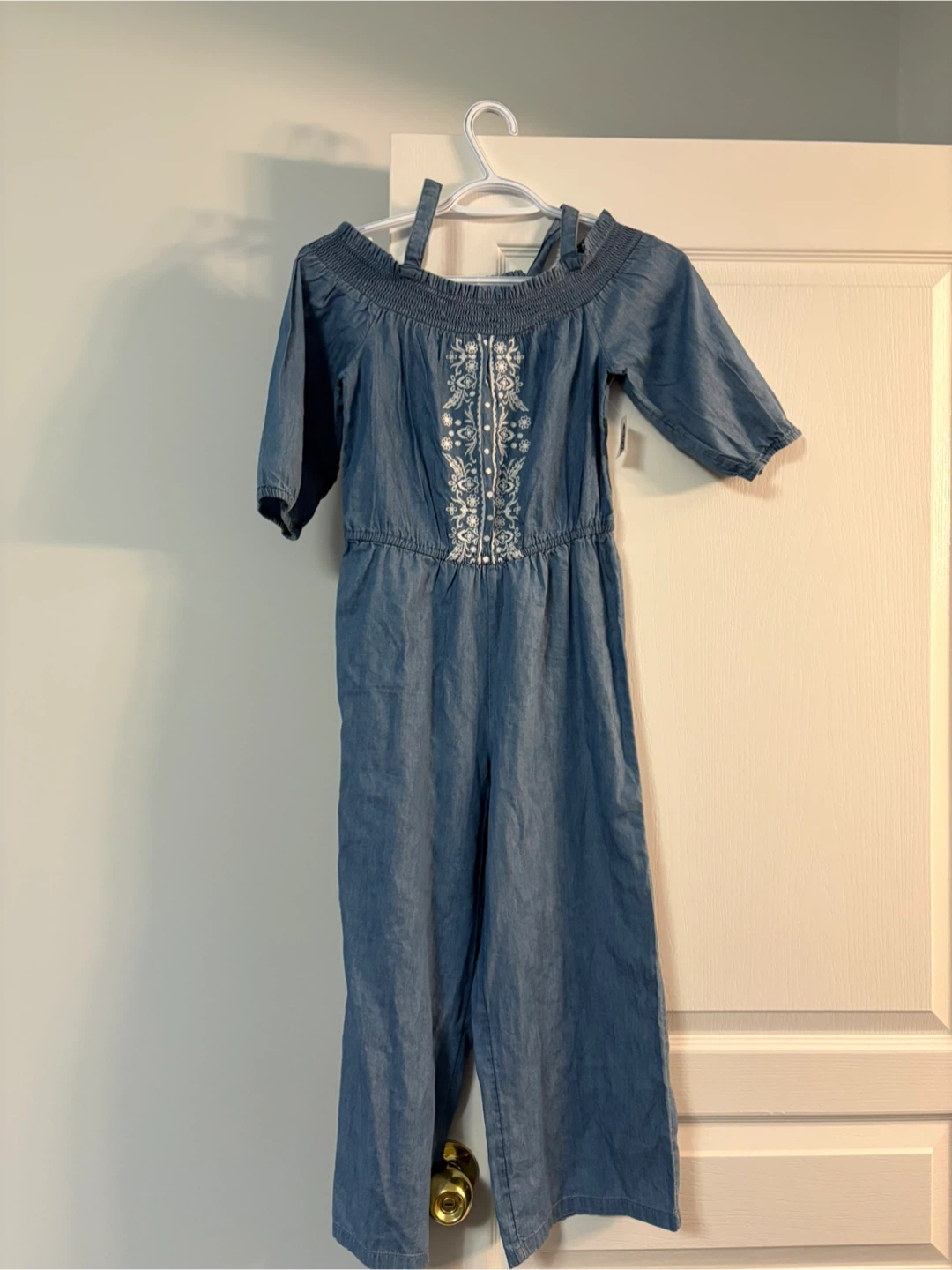 Denim Jumpsuit with Embroidery