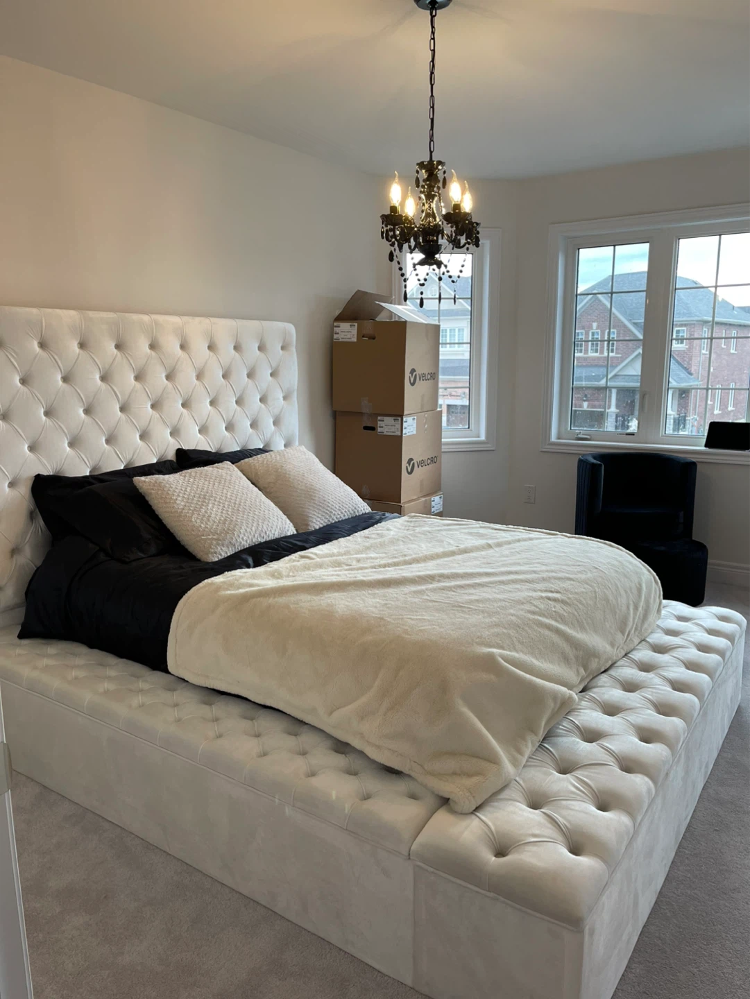 Wayfair upholstered storage bed white velvet