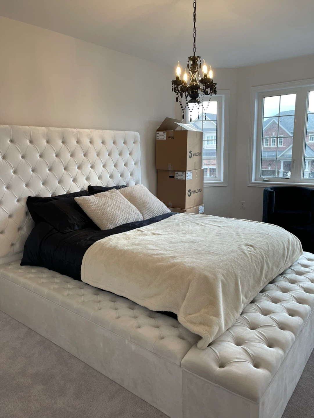 Wayfair upholstered storage bed white velvet - photo 3