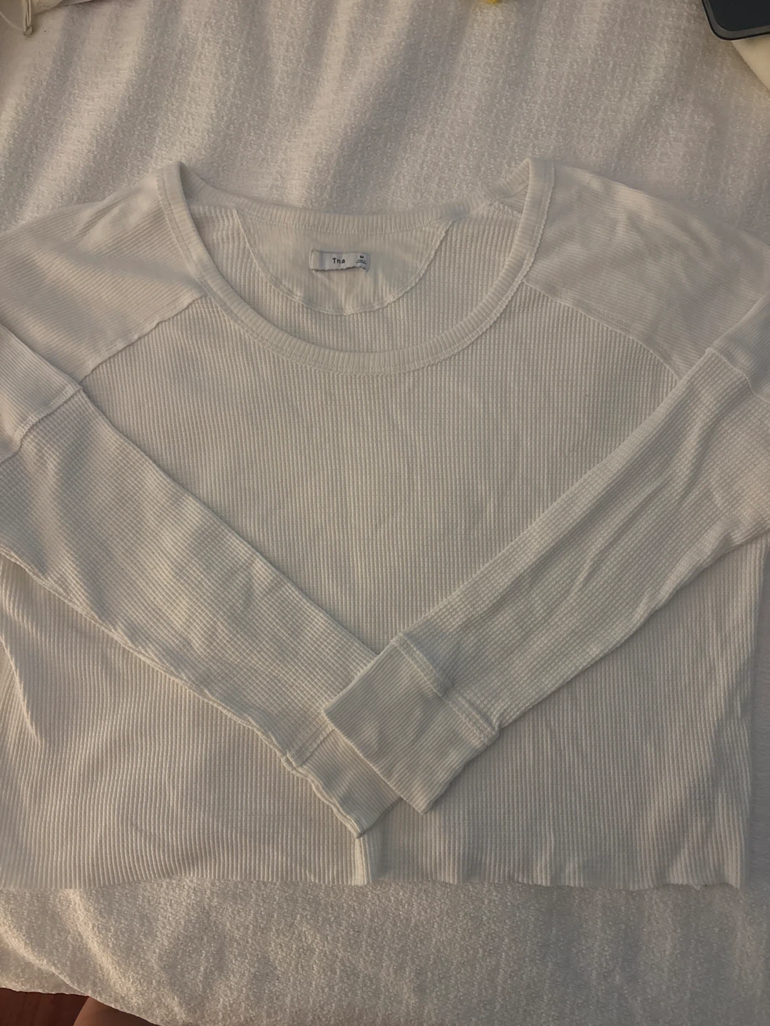 Tna White Waffle Knit Long Sleeve Shirt - Medium