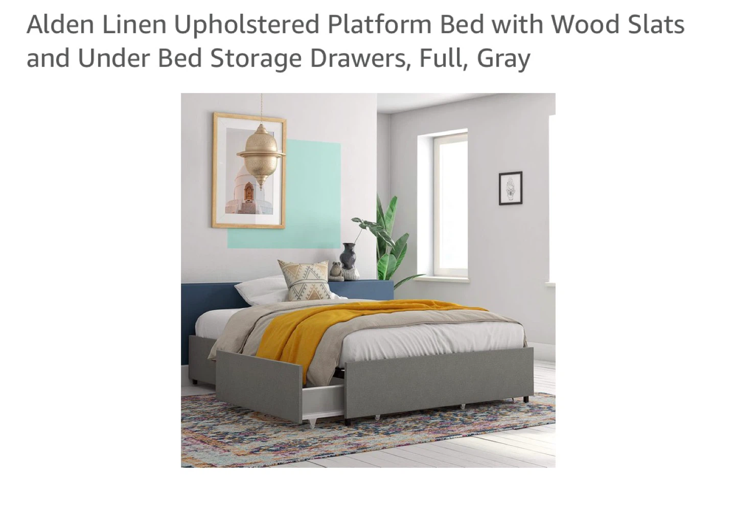 Linen Platform Bed with Storage w/ Full size Matress - photo 3