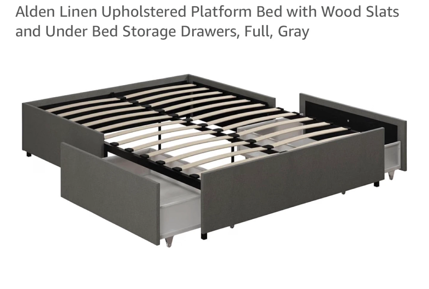 Linen Platform Bed with Storage w/ Full size Matress - photo 2