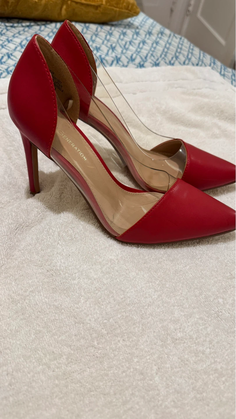 BCBGeneration Red Clear Panel Pumps Heels - photo 2