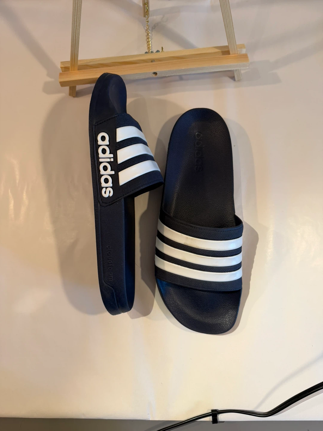 Adidas Adilette Shower Slides - Navy/White - photo 3