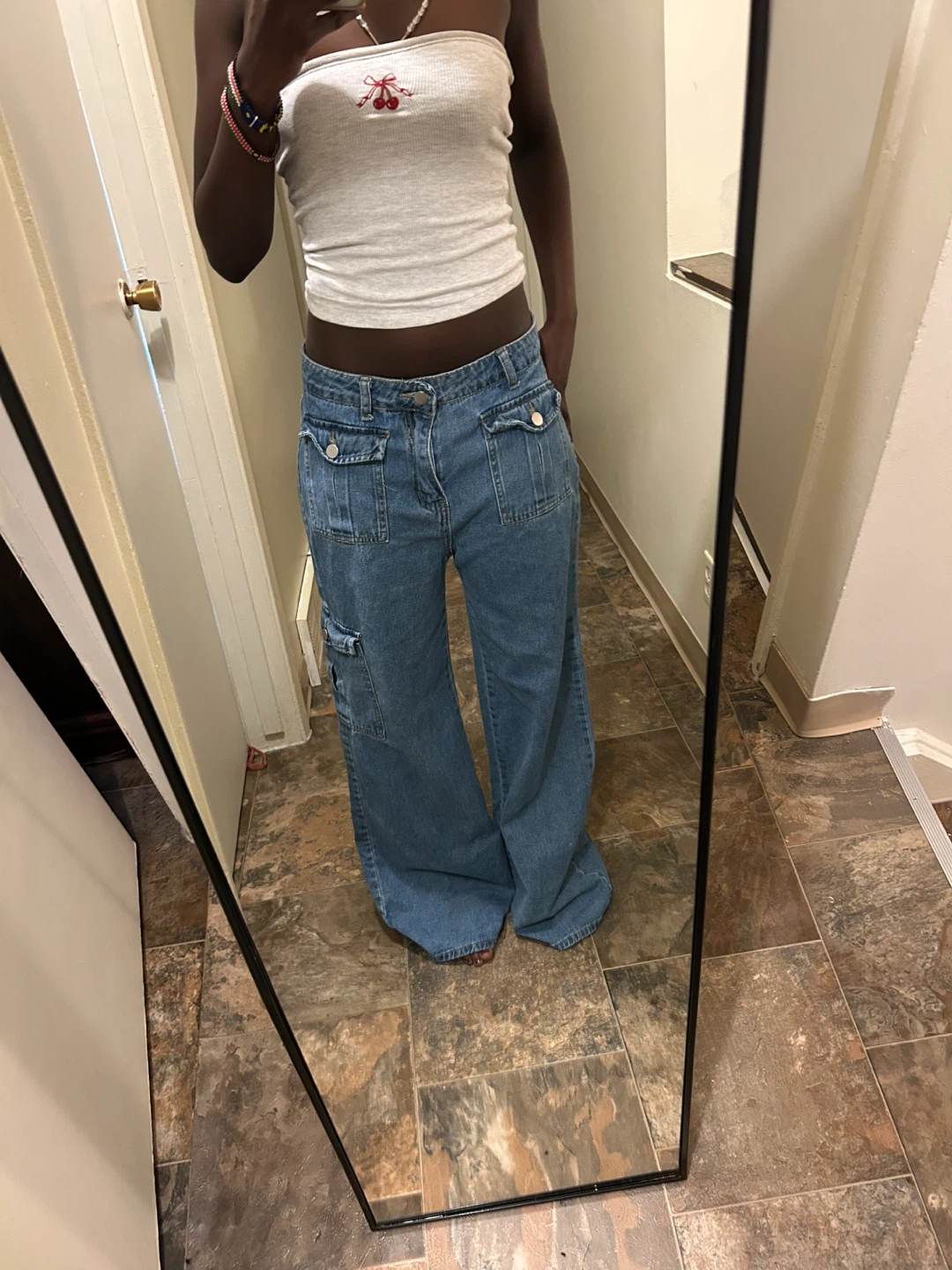SHEIN Wide Leg Cargo Jeans Size L – Like New