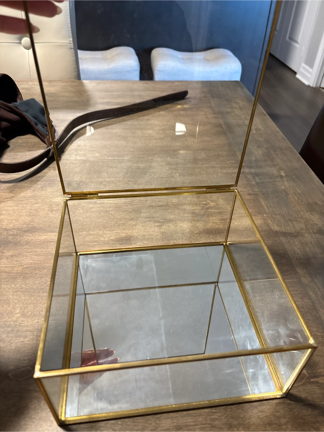 Glass Jewelry Box with Gold Trim - photo 2