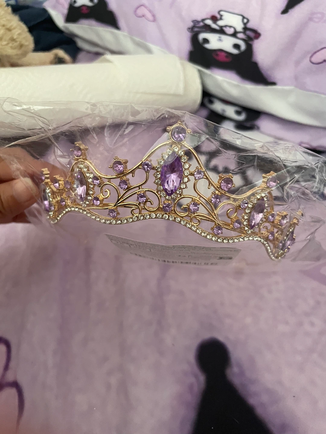 Gold Tiara with Purple and Clear Gems