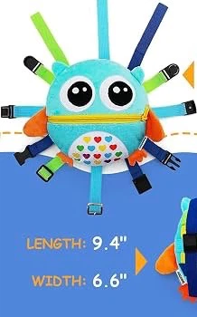 Blue Owl Activity Toy with Buckles & Zippers - photo 3