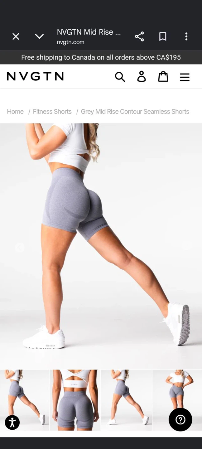 NVGTN Grey Mid Rise Seamless Shorts - photo 3