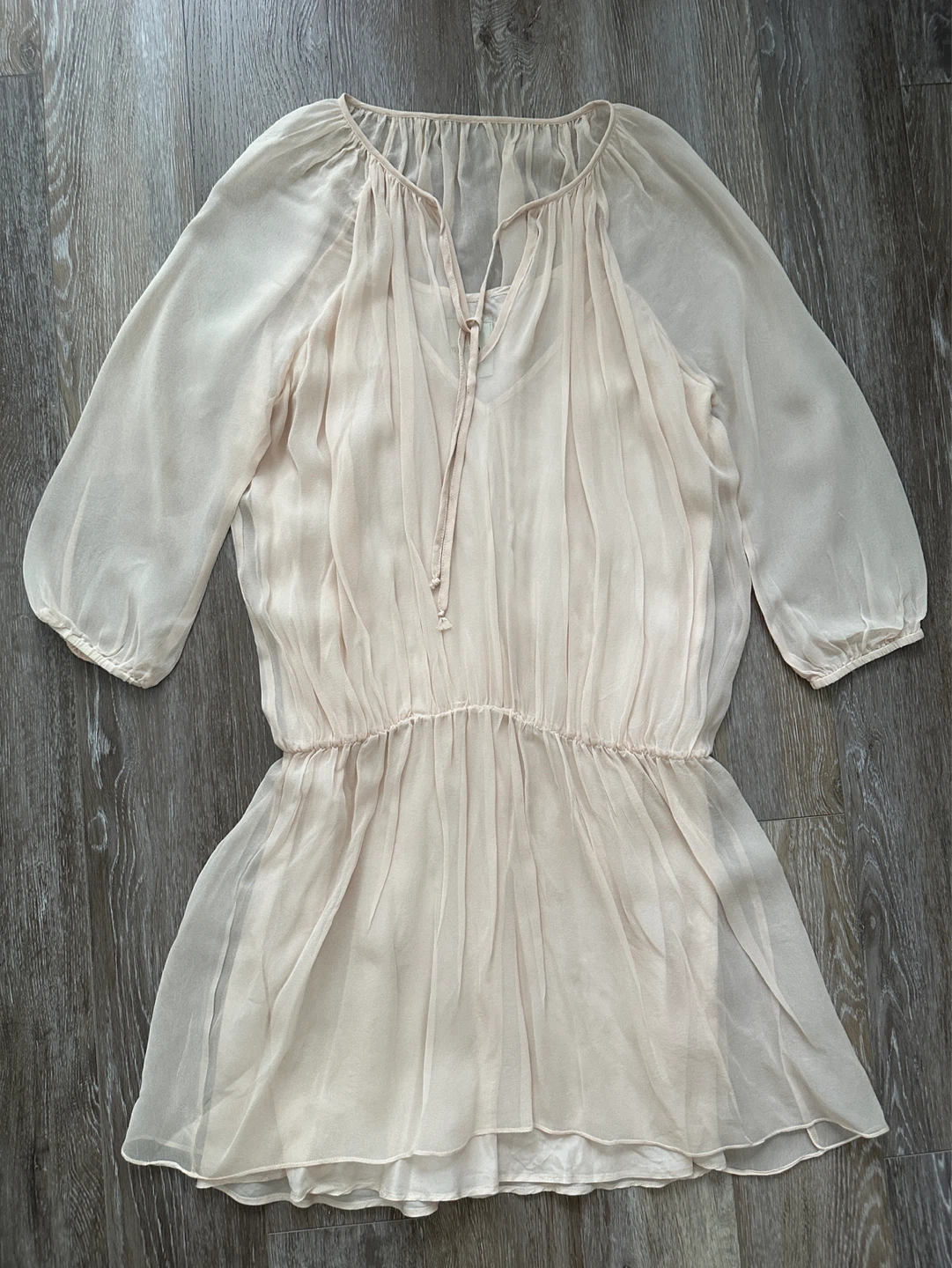 MASON silk Made in USA Pale Pink Sheer Chiffon Blouse