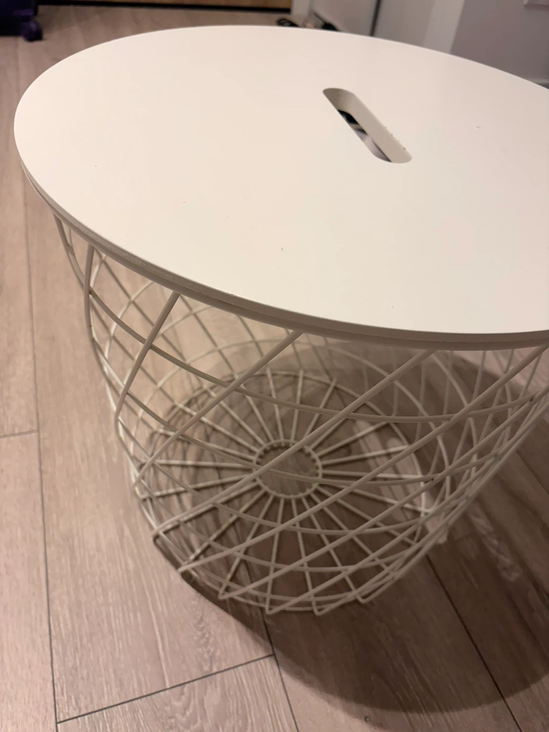 Pick up: White Wire Storage Basket Side Table