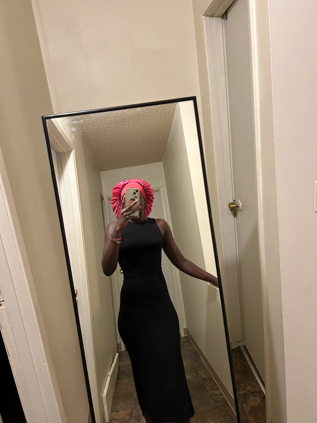 Black Midi Bodycon Dress with Side Slit – Size S