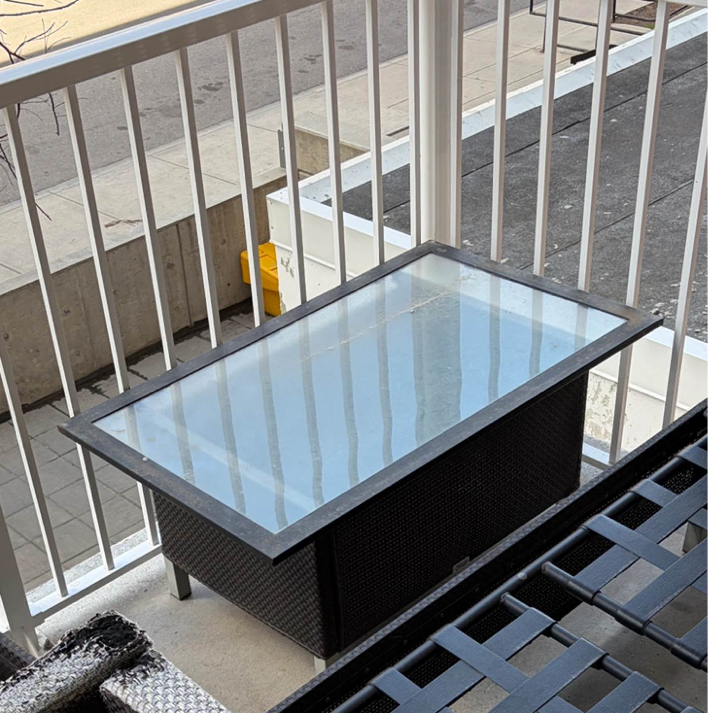 Glass top patio table