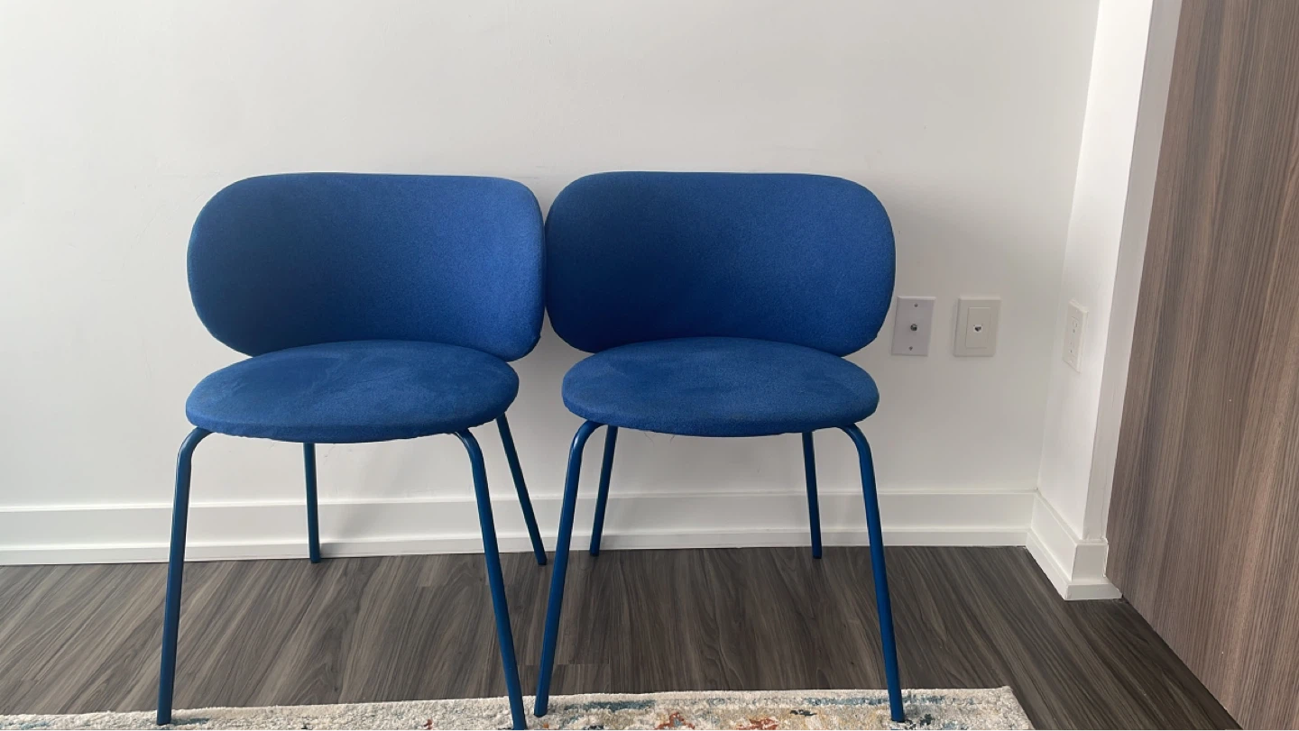 Set of 2 Blue Upholstered Dining Chairs