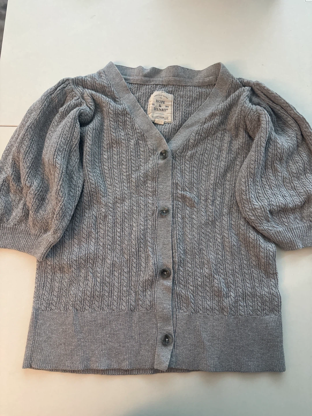Hope & Henry Grey Cable Knit Cardigan #CLEANOUT