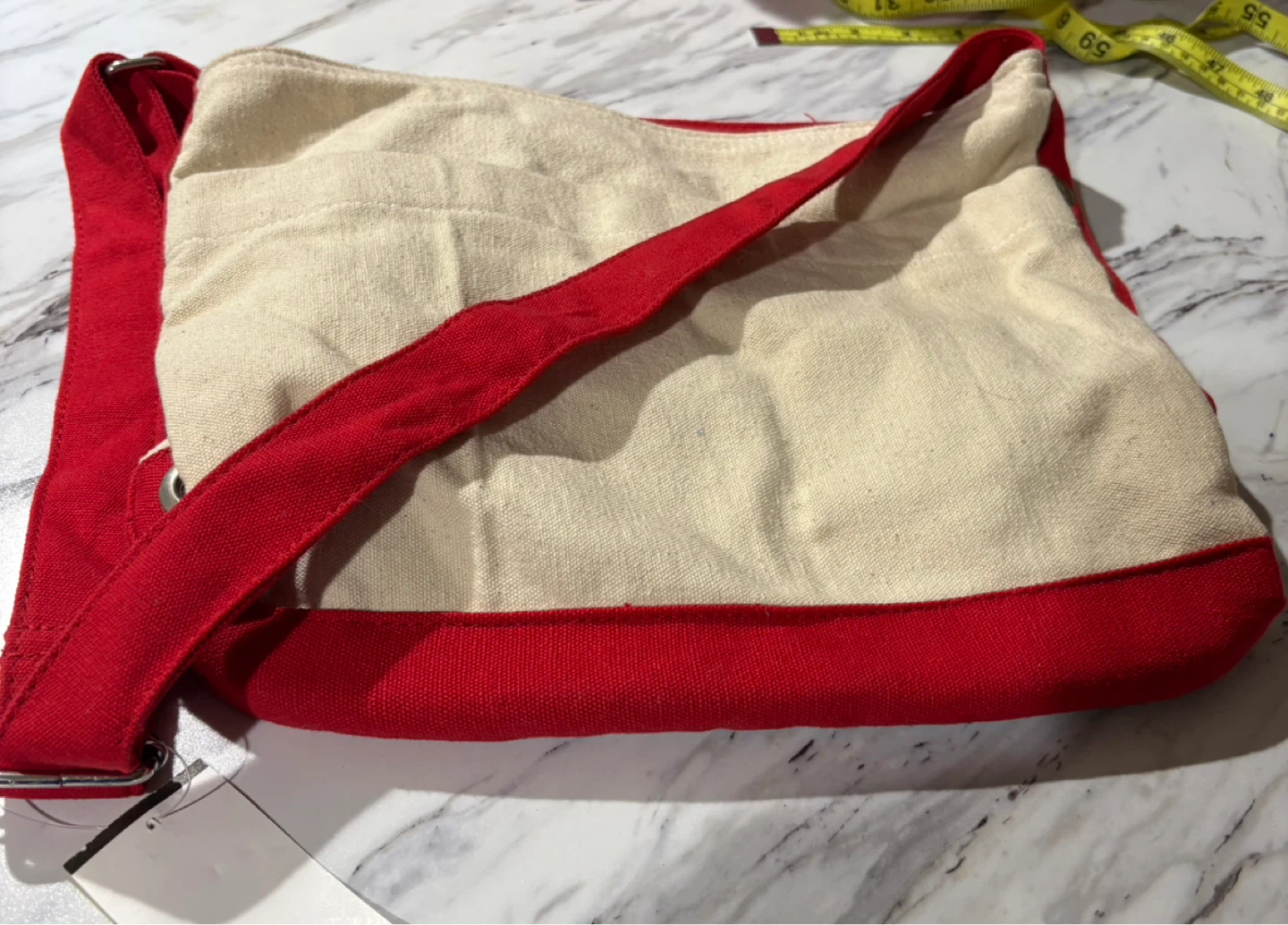 ⚽️ Red and Natural Canvas Shoulder Bag - photo 4