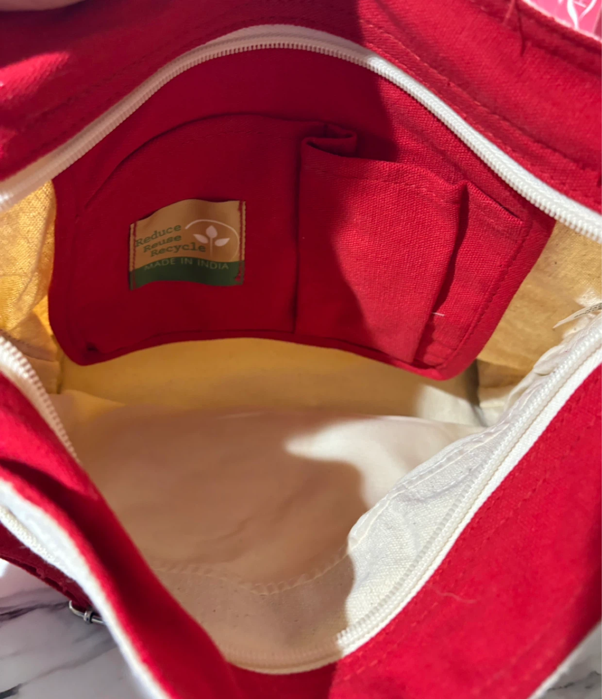 ⚽️ Red and Natural Canvas Shoulder Bag - photo 2
