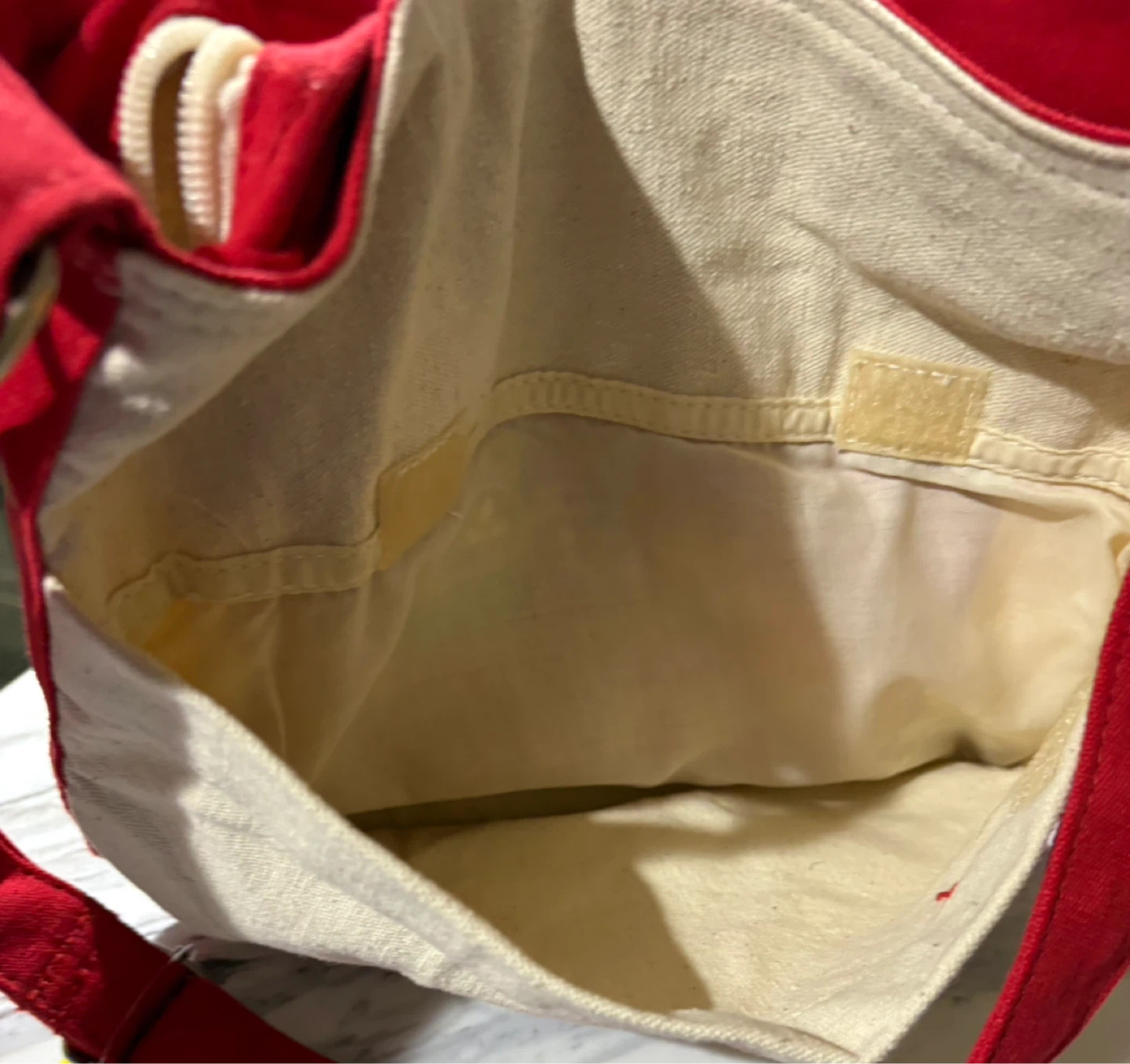 ⚽️ Red and Natural Canvas Shoulder Bag - photo 3