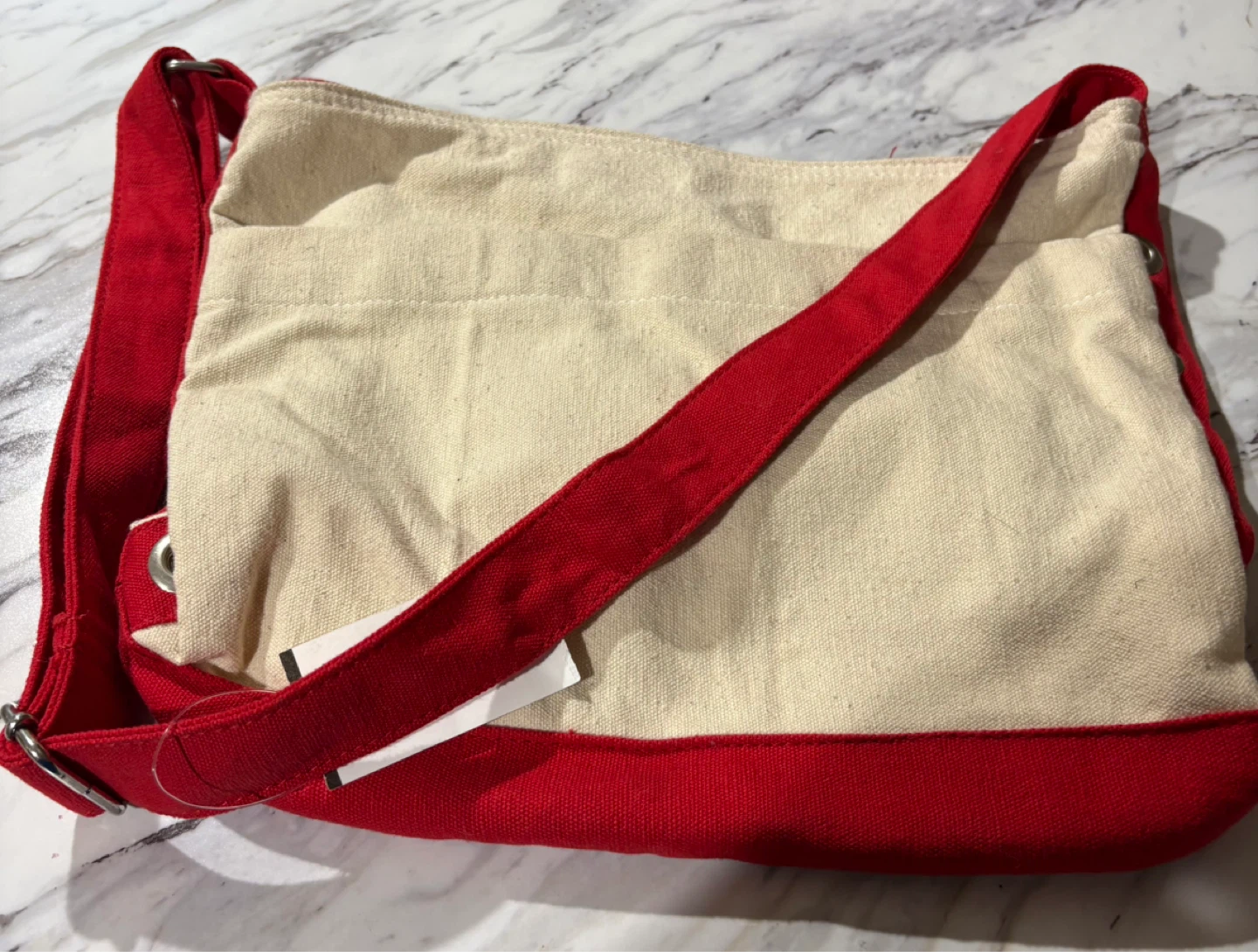 ⚽️ Red and Natural Canvas Shoulder Bag
