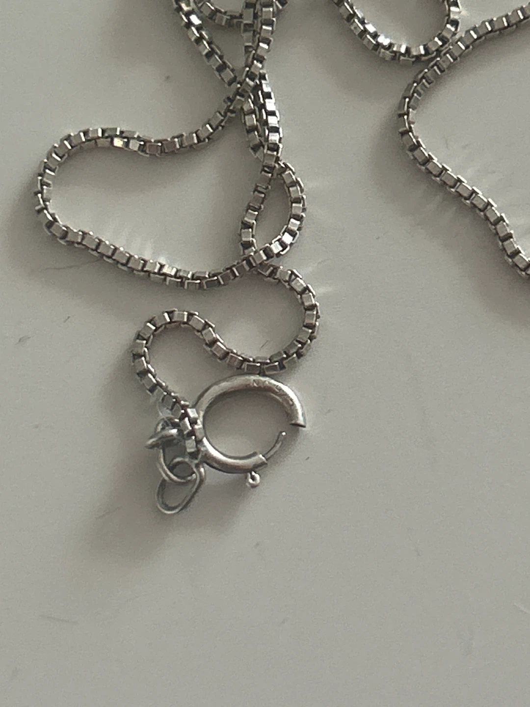 Sterling Silver Box Chain Necklace has stamp - photo 2