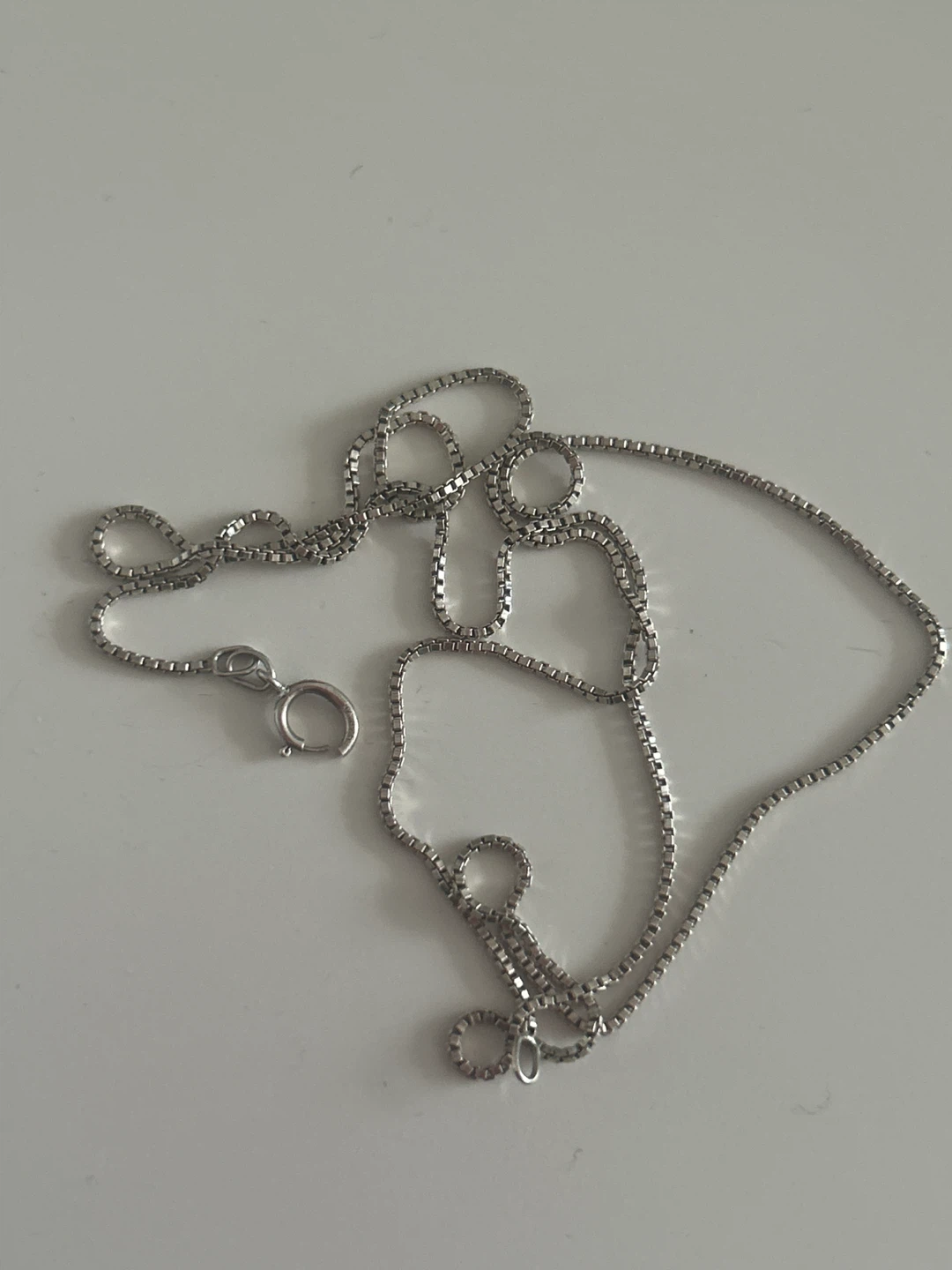 Sterling Silver Box Chain Necklace has stamp