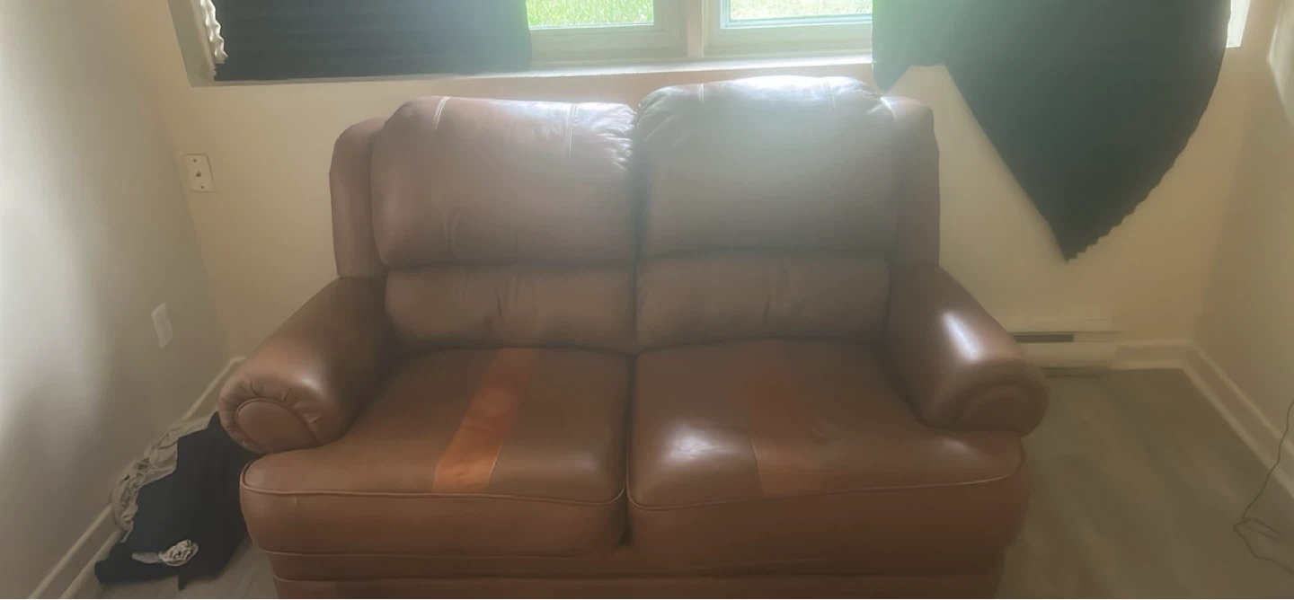 Brown Leather Loveseat