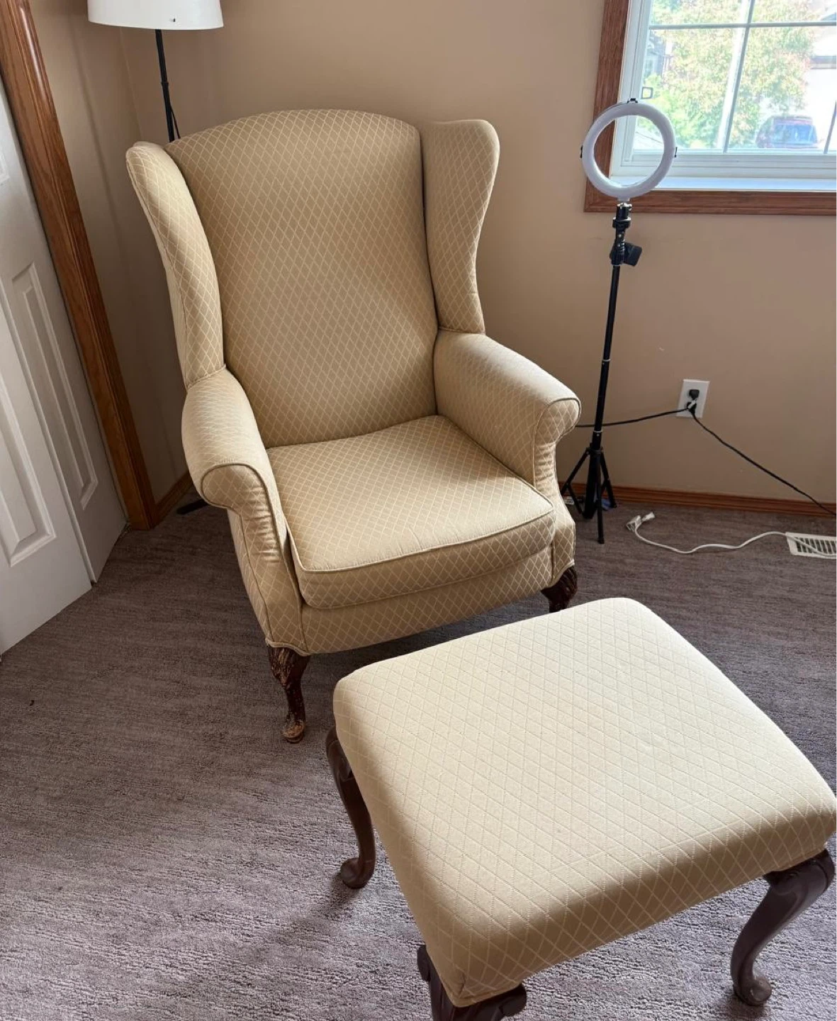 Wingback Armchair and Ottoman Set - photo 2